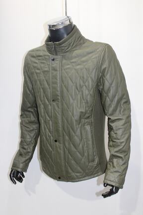 کاپشن سبز مردانه اسلیم فیت Metins Leather - کد 64990576