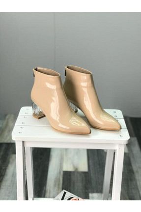 بوت / نیم بوت بژ زنانه چرم مصنوعی cerenstore - کد 54571618