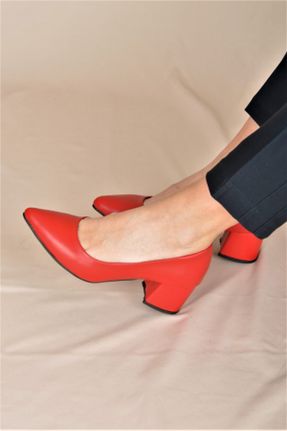 کفش استایلتو قرمز پاشنه ضخیم پاشنه متوسط ( 5 - 9 cm ) کد 199414697