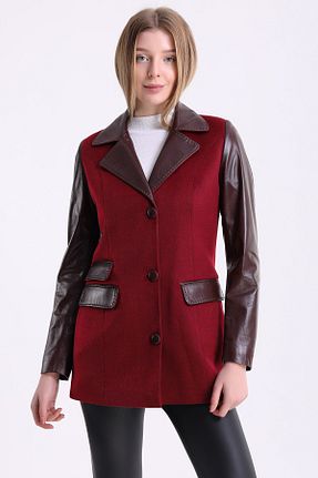 کت زرشکی زنانه رگولار Leather Club - کد 201322917