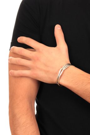 دستبند جواهر مردانه روکش نقره کد 200337925