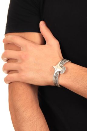 دستبند جواهر مردانه روکش نقره کد 200338024