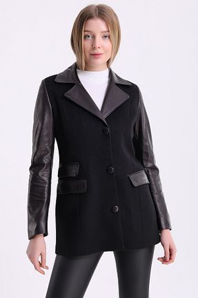 کت مشکی زنانه رگولار Leather Club - کد 201318460