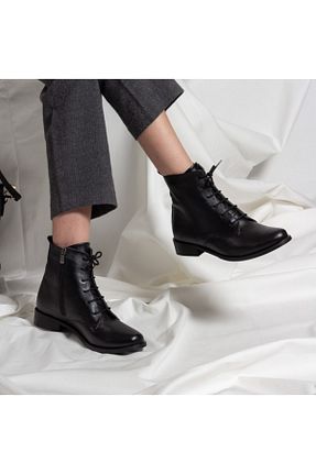 بوت / نیم بوت مشکی زنانه چرم مصنوعی 37Numara - کد 37019278