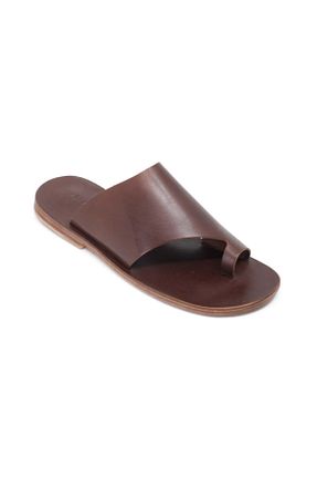 دمپائی قهوه ای مردانه چرم خالص DaphneSandals - کد 203339659