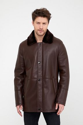 پالتو پشمی قهوه ای مردانه رگولار Leather Club - کد 204984863