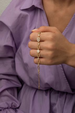 دستبند نقره طلائی زنانه کد 205020134