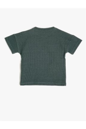 تی شرت سبز بچه گانه رگولار یقه گرد پنبه (نخی) تکی کد 39470556