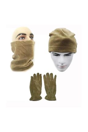 ست شال گردن و کلاه پشمی و دستکش زرد زنانه پنبه ای Silyon Askeri Giyim - کد 86042513