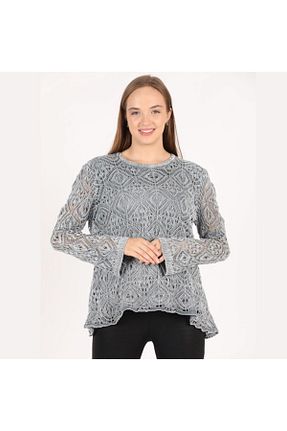 بلوز طوسی زنانه ساده Sosyete Kaplumbağa - کد 204942408