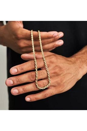 گردنبند استیل ( فولاد ) طلائی مردانه استیل ضد زنگ Arus - کد 205751828