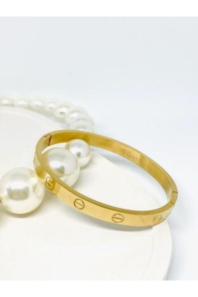 دستبند استیل طلائی زنانه استیل ضد زنگ کد 204855296