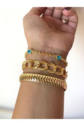 دستبند استیل (فولاد) طلائی زنانه روکش طلا KOBA - کد 206632990