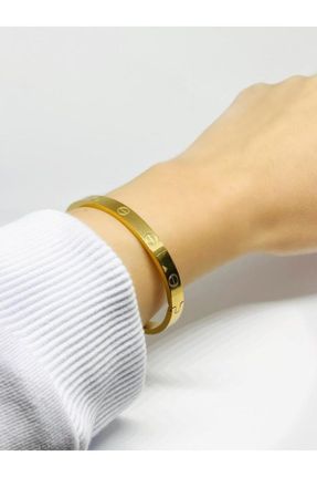 دستبند استیل طلائی زنانه استیل ضد زنگ کد 204855296