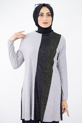 ست بالاتنه و پائین تنه حجاب طوسی زنانه Asimetrik Feiza Collection - کد 207240686