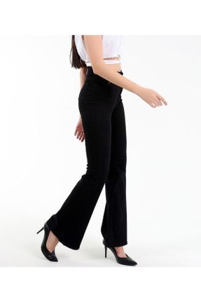 شلوار جین مشکی زنانه پاچه اسپانیولی فاق بلند جین بلند کد 207977651