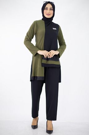 ست بالاتنه و پائین تنه حجاب خاکی زنانه رگولار Feiza Collection - کد 207240489