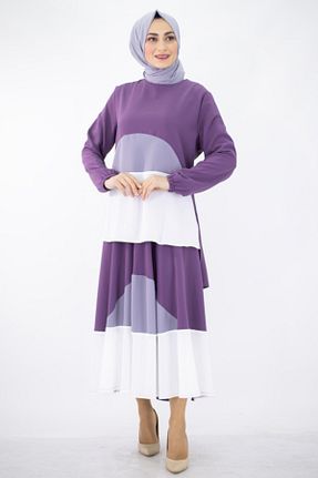 ست بالاتنه و پائین تنه حجاب بنفش زنانه کارگو Feiza Collection - کد 207255078