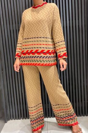 ست بالاتنه و پائین تنه قهوه ای زنانه تریکو 1Moda1Tarz - کد 208869909