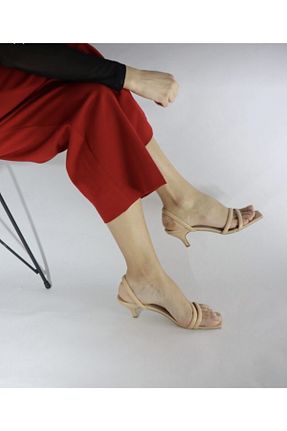 صندل بژ زنانه پاشنه نازک Aslının Butiği - کد 209203679
