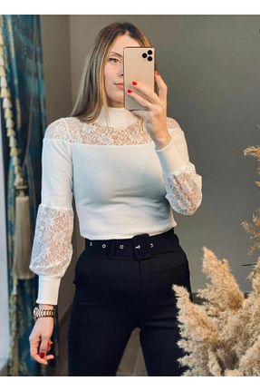 پلیور سفید زنانه ساده BERİ BUTİK - کد 211027841