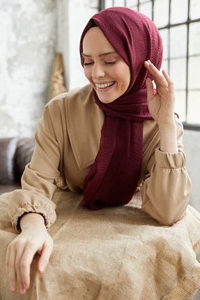 شال زرشکی زنانه VALORSCARF - کد 211559897
