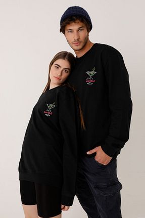 سوئیشرت مشکی زنانه چاپی Gourmoji - کد 213789127