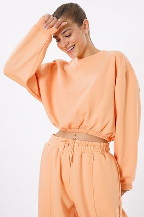 سوئیشرت نارنجی زنانه ساده Eoselio - کد 65105647