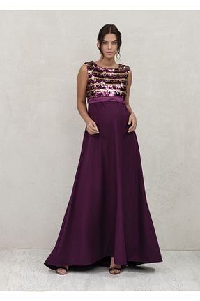 لباس مجلسی بارداری بنفش زنانه بدون آستین Genel Markalar - کد 65256257