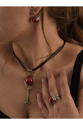 ست نقره قرمز زنانه 925 عیار Gümüşhanesi - کد 65760443