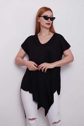 تیشرت مشکی زنانه Asimetrik SHIEBA - کد 37735994