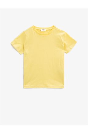 تی شرت زرد بچه گانه رگولار یقه گرد بیسیک کد 92594957