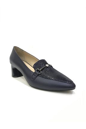 کفش پاشنه بلند کلاسیک سرمه ای زنانه چرم خالص D&A İzland Shoes - کد 92637982