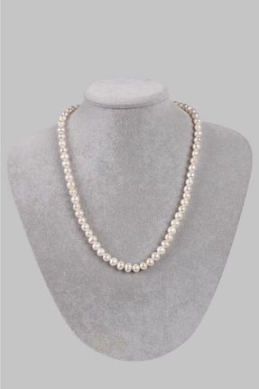 گردنبند جواهر سفید زنانه فلزی Saff Doğal Taş - کد 95798280