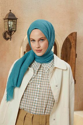 شال فیروزه ای زنانه Qafiye Prive - کد 215463019