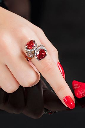 انگشتر نقره قرمز زنانه زمرد Doğan Silver - کد 214992133