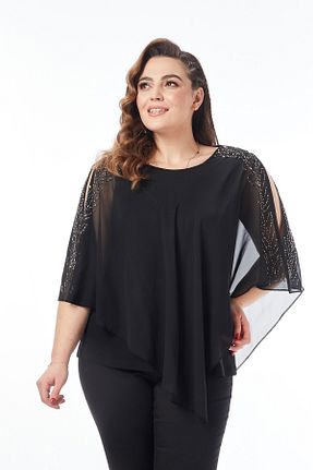 بلوز سایز بزرگ مشکی زنانه سایز بزرگ Moda Alba - کد 217146181