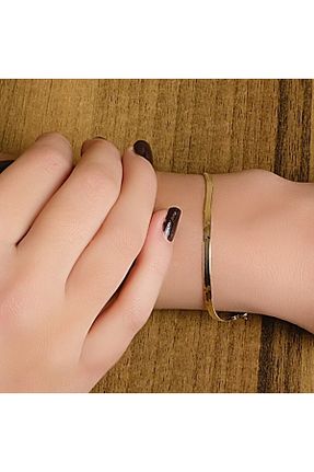 دستبند طلا زرد زنانه 14 عیار aytekgold - کد 216405869
