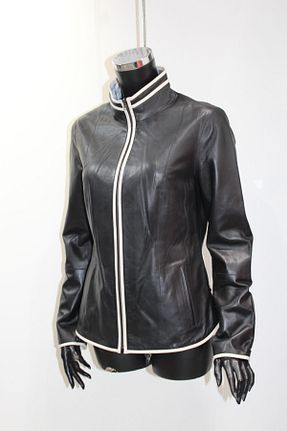 کاپشن مشکی زنانه اسلیم فیت Metins Leather - کد 216565111