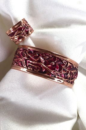 دستبند جواهر زرشکی زنانه Miray hediyelik - کد 147022877