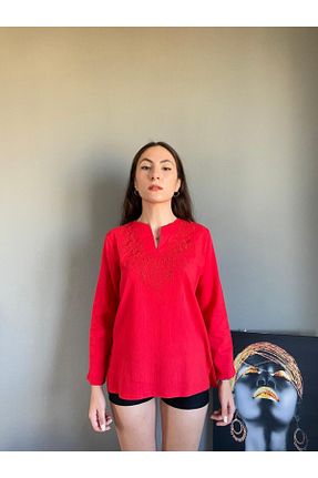 بلوز قرمز زنانه گلدار Esvap Butik - کد 218008741