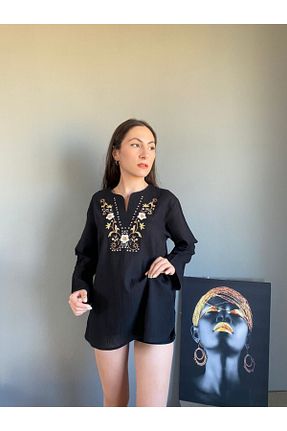 بلوز مشکی زنانه گلدار Esvap Butik - کد 218676444