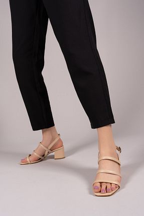 صندل بژ زنانه پاشنه ضخیم Riccon - کد 218903277