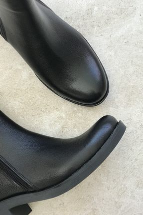 بوت / نیم بوت مشکی زنانه چرم خالص TUNAELLİ - کد 217443742