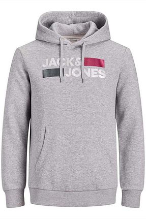 سوئیشرت طوسی مردانه چاپی Jack & Jones - کد 73290486