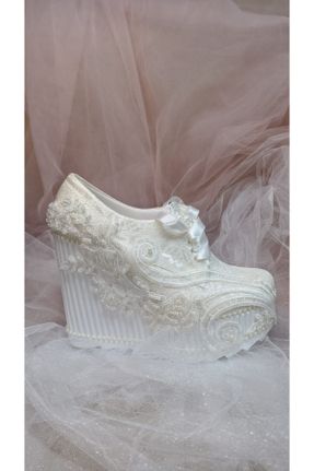 کفش پاشنه بلند پر سفید زنانه پاشنه بلند ( +10 cm) پارچه نساجی پاشنه پر کد 218299455
