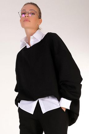 سوئیشرت مشکی زنانه هندسی Dreamlike - کد 183049084