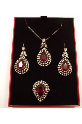 ست جواهر طلائی زنانه روکش طلا Aşina Gümüş - کد 52972299