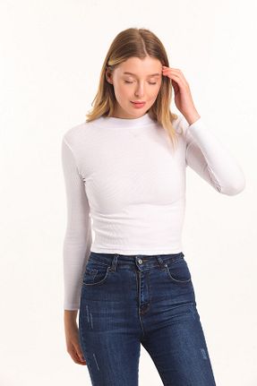 بادی مشکی زنانه یقه نیم ماهیگیر TİODES - کد 218029593