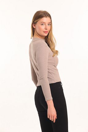 بادی مشکی زنانه یقه نیم ماهیگیر TİODES - کد 219225677